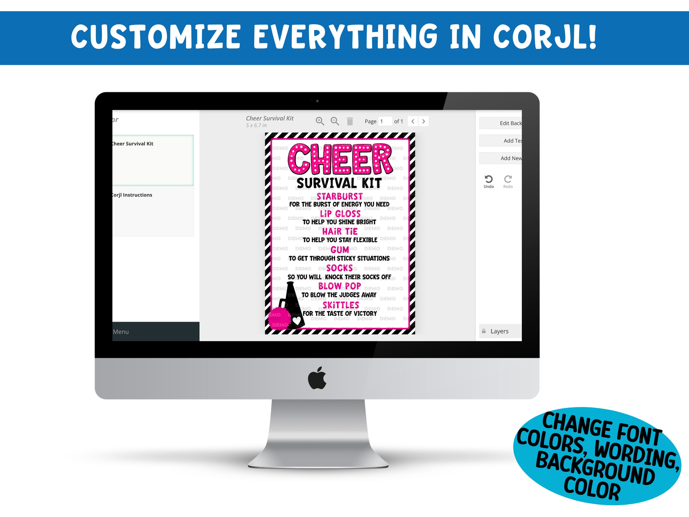 Editable Cheer Survival Kit Printable for Dance Cheer Team Gifts Goodie ...