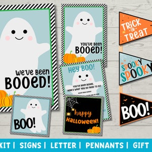 Letrero imprimible de Halloween "Te han abucheado" y kit de cesta para abucheos DIY: descarga instantánea