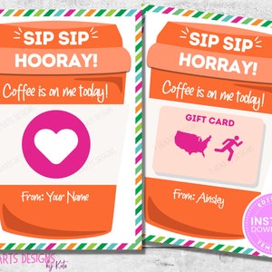 Koffie cadeaukaarthouder afdrukbaar | Medewerker Leraar Verpleegkundige Staf | Sip Sip Hoera Koffiecadeau | Directe download