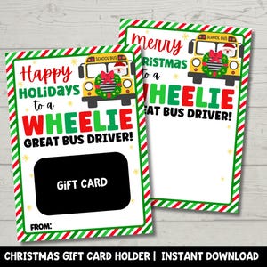 Busfahrer Weihnachtsgeschenk Kartenhalter Printable | Schulbusfahrer Urlaub Wertschätzung Instant Download
