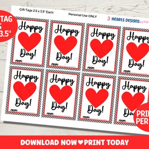 Valentines Day Gift Tags Printable | Happy Valentines Day Tag ...