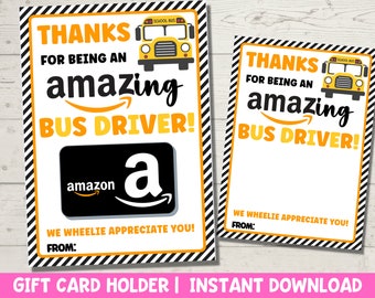 Bus Driver Gift Card Holder Printable | Bus Driver Thank You Gift | Bus Driver Appreciation Gift Card | Digital Download