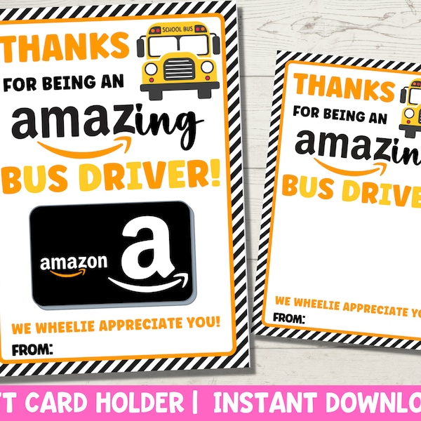 Bus Driver Gift Card Holder Printable | Bus Driver Thank You Gift | Bus Driver Appreciation Gift Card | Digital Download