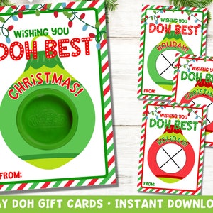 Druckbare Play Doh Weihnachtskarten für Kinder Aktivität, Klasse Geschenke, Sofort Download