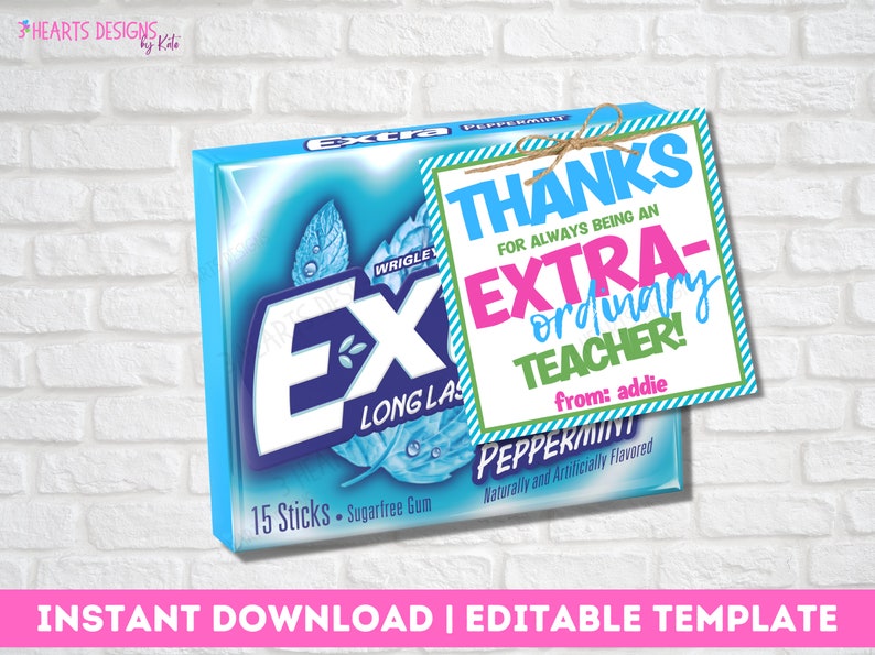 Teacher Appreciation Extra Gum Gift Tag Extra Amazing Etsy