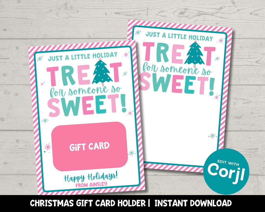 Editable Pink Christmas Gift Card Holder for Coworkers and Teachers ...