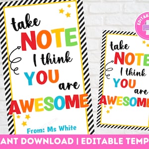 Nehmen Sie Notiz Sie sind fantastisch Geschenkanhänger | Danke Bearbeitbarer Geschenkanhänger | Sofortiger Download Printable