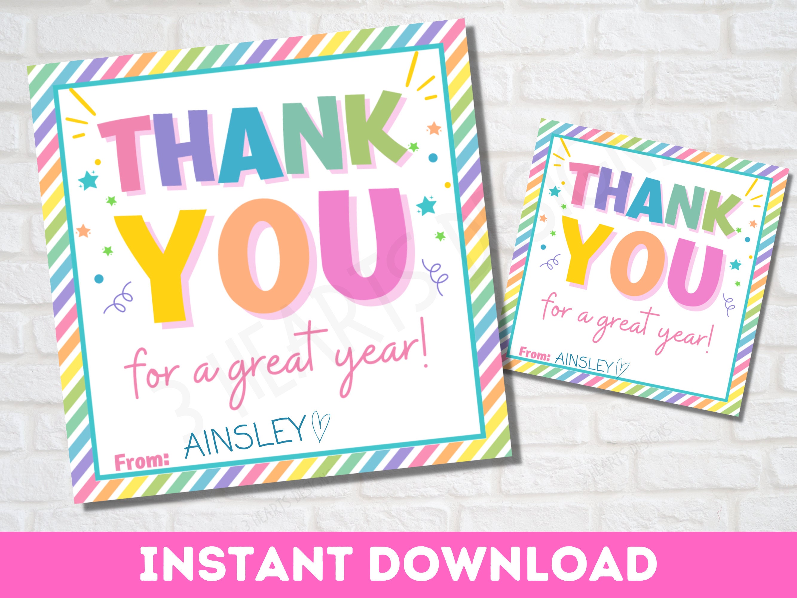 Teacher Thank You Gift Tag: End of Year Printable | Instant Download - Etsy