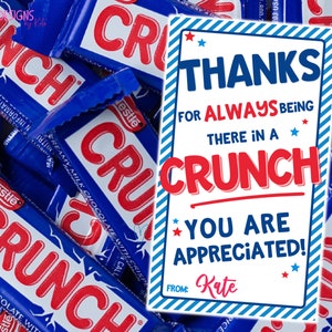 Staff Appreciation Gift Tag Printable Crunch Candy Tag - Etsy