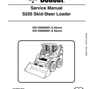 Bobcat S205 Skid-Steer Loader Service Manual