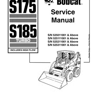 Bobcat S175 S185 Skid Steer Loader Service Manual