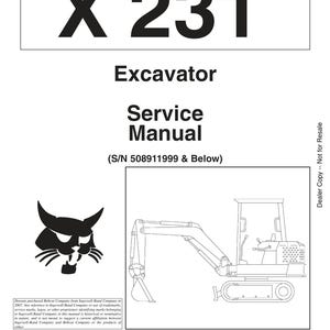 Bobcat 231 Excavator Service Manual