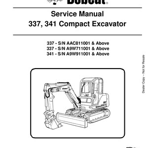 Bobcat 337 341 Compact Excavator Service Manual