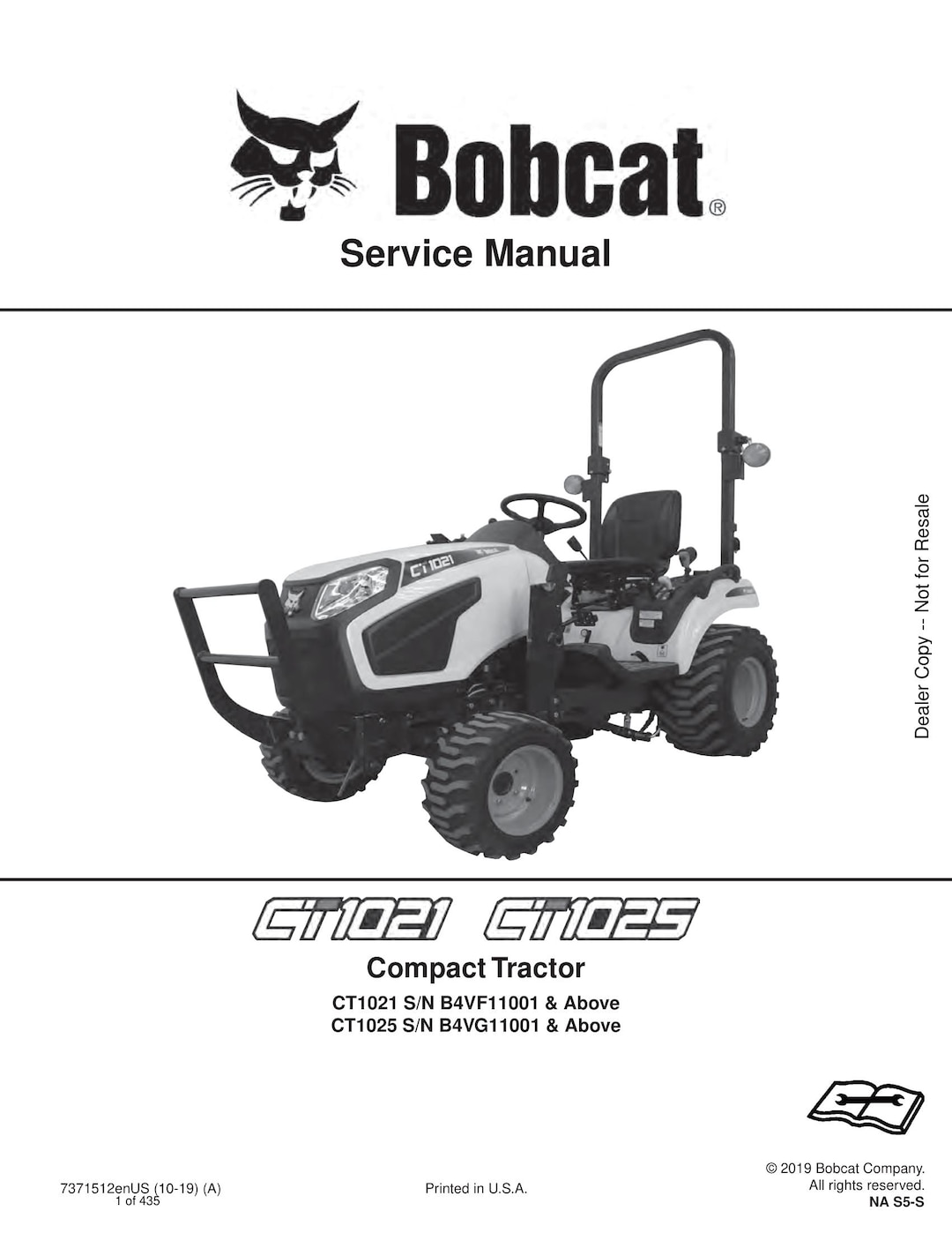 Bobcat CT1021 CT1025 Compact Tractor Service Manual - Etsy