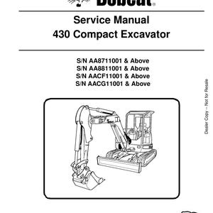 Bobcat 430 Compact Excavator Service Manual
