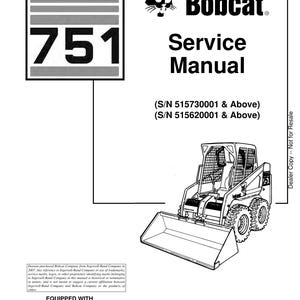 Bobcat 751 Loader Service Manual