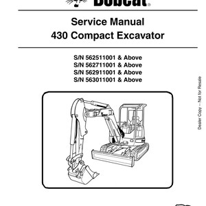 Bobcat 430 Compact Excavator Service Manual