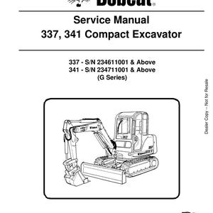 Bobcat 337 341 Compact Excavator Service Manual