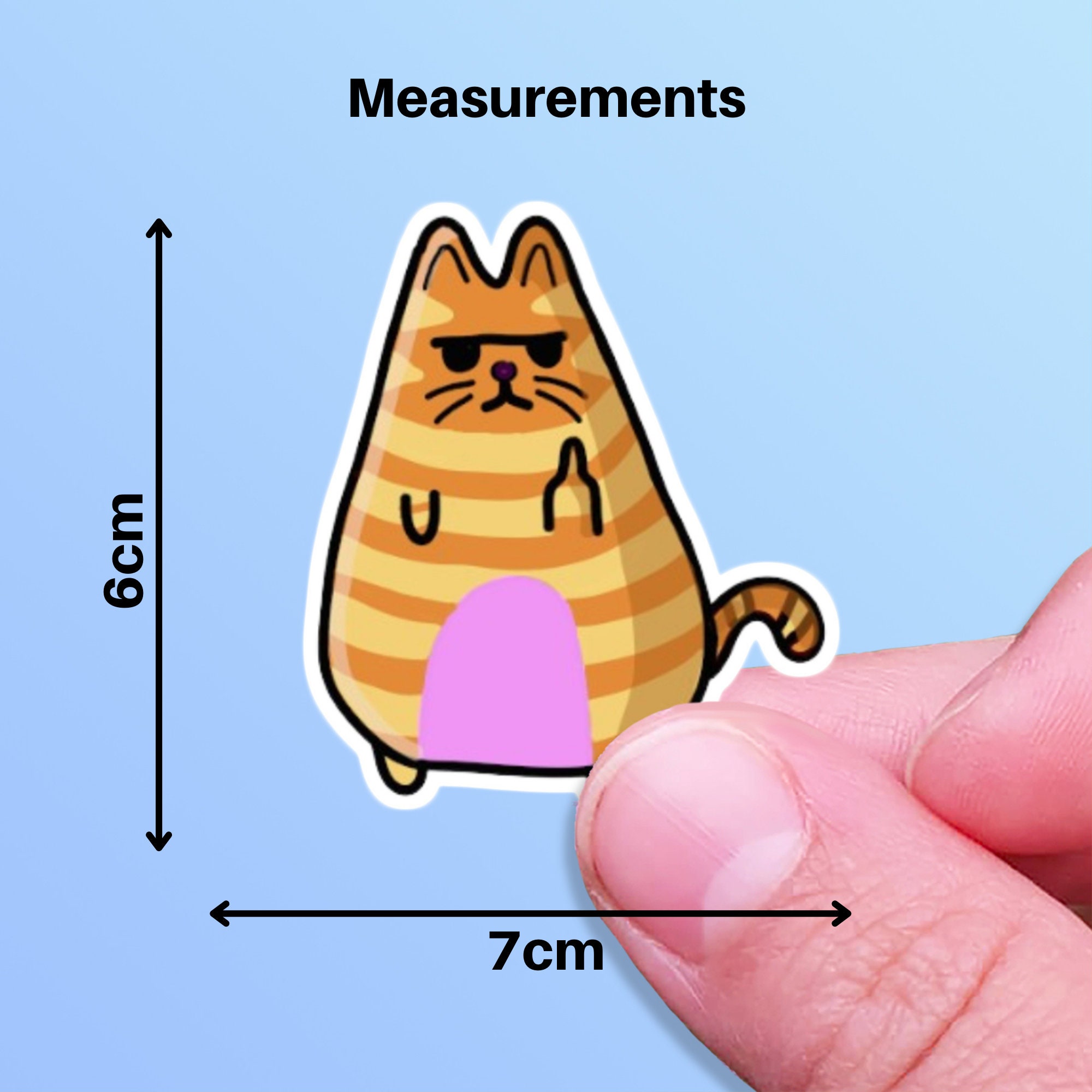 Orange Tabby Cat Vinyl Sticker, Funny Middle Finger Grumpy Cat, Gift ...