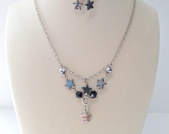 Cyberstar Necklace Set | Star, Silver Jewelry | Y2K Acubi Style Jewelry |