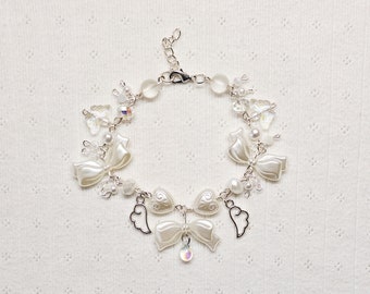 Angelcore Bow Charm Bracelet | Y2K Coquette Jewelry