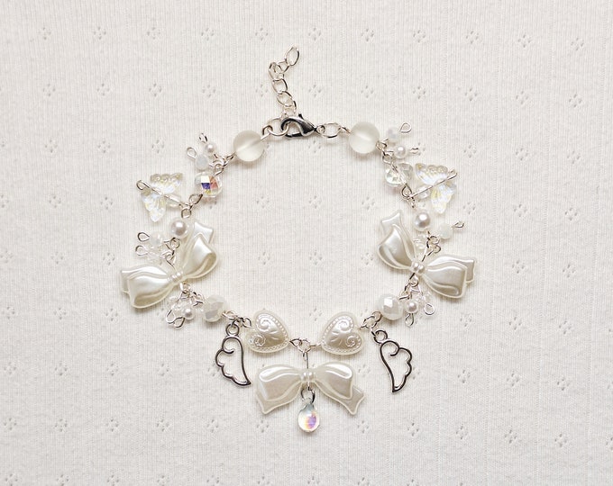 Angelcore Bow Charm Bracelet | Y2K Coquette Jewelry
