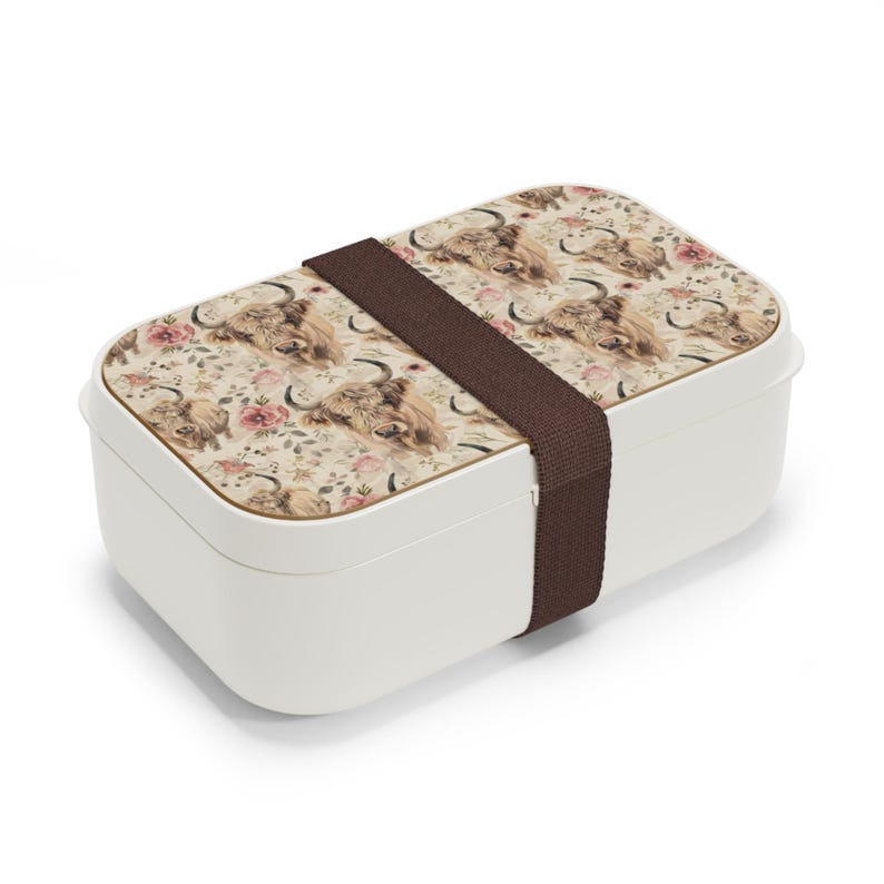 Highland Cow Floral Bento Lunch Box Rustic Cow Pattern Etsy Australia