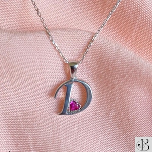 Custom Initial Necklace Gift, Birthstone Letter Necklace For Women, Christmas Personalized Gift For Grandma, Mothers Day Dainty Jewelry Gift