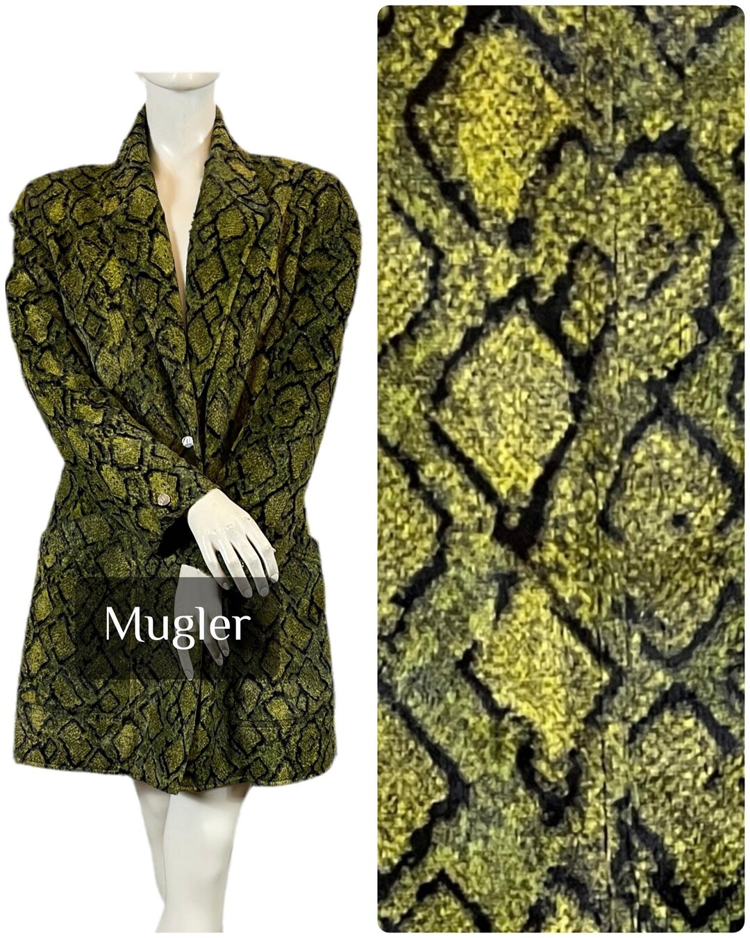 Mugler Velvet Coat With Python Print, Size 42 - Etsy