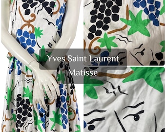 Komplet bluzka i spódnica Yves Saint Laurent, hołd dla Matisse'a, rocznik 1983/84, rozmiar 36