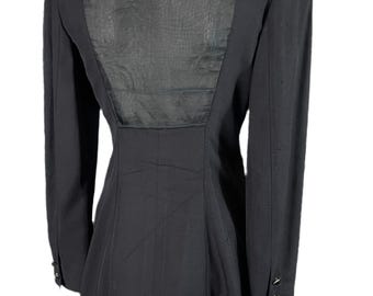 Vintage Claude Montana blazer with sheer back, 90s, size 36