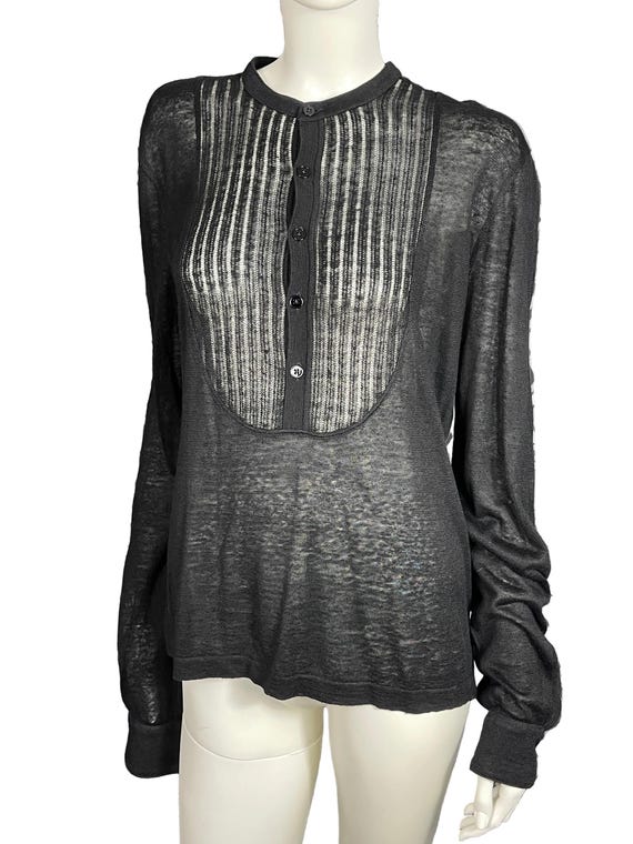 Hermès, Pull maille semi-transparente Hermès vintage luxe années 80 taille 36