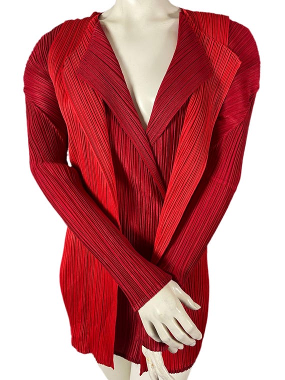 Issey Miyake Pleats Please Red Pleated Jacket - Etsy