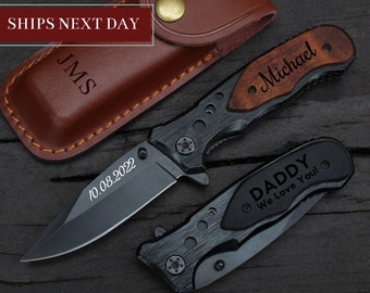 PERSONALIZED GIFT KNIVES Handmade Mens Boyfriend Gift for Him, Fathers Day Gift, Engraved Pocket Knife, Groomsman, Wedding knives, Husband