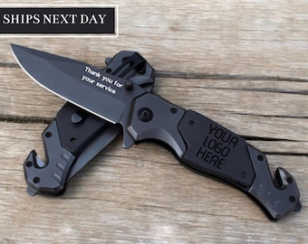Custom Logo Personalized Pocket Knife Company Logo Customizable Engraved Knife Company Logo Gifts No Minimum Order Gift for Employee