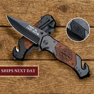 Firefighter Monogram Personalized Knife, Handmade Knives, Folding Pocket Knife, Groomsmen Gifts, Fire Department, Fathers Day Gift