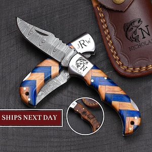 Fisherman Gift, Engraved Pocket Knife, Fishing Gifts, Personalized Folding Knife, Mens Gift, Retirement Gift, Fishhook, Fishermen Knives