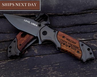 Engraved Hunting Knife, Personalized Pocket Knife Hunting Gifts for Men Gift for Hunter Gift for Him Gift for Boyfriend,Knife,Boyfriend Gift
