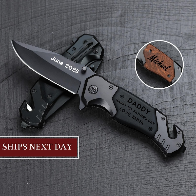 Fathers Day Gift from Daughter Father's Day Gift from Wife Personalized Engraved Pocket Knife Gift First Father's Day Gift from Kids image 1