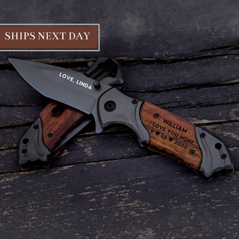 Engraved Hunting Knife, Personalized Pocket Knife Hunting Gifts for Men Gift for Hunter Gift for Him Gift for Boyfriend,Knife,Boyfriend Gift image 1