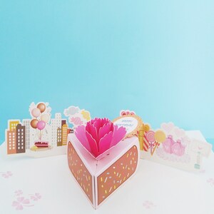 Une part de gâteau dessert, Carte d'anniversaire pop-up 3D, Carte de voeux 3D, Carte pop-out, Carte-cadeau, Créations en papier, Fournitures en papier, Articles de fête