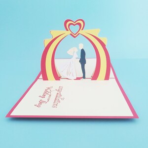 Jour du mariage, Carte de mariage contextuelle 3D, Carte de voeux 3D, Carte contextuelle, Créations en papier, Fournitures en papier, Articles de fête