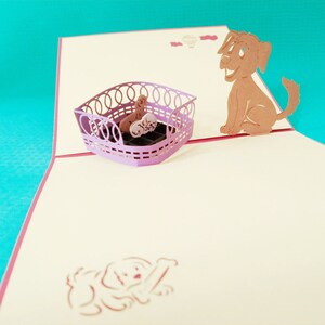 Mama- en babypuppy's, 3D-pop-upkaart, 3D-wenskaart, pop-outkaart, Papierkunst, Papierbenodigdheden, Feestartikelen, Cadeaubon