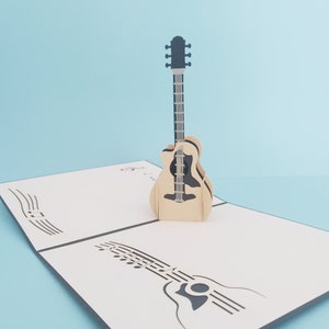 Gitaar, 3D-uitvouwkaart, 3D-wenskaart, pop-outkaart, Papercraft, Papierbenodigdheden, Feestartikelen, Muziekinstrument