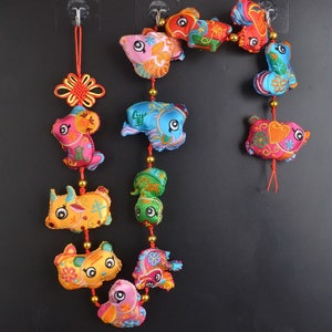 Hanging Stitched 12 Chinese Zodiac Animals Ornament with Tassel, Hanging Decoration, Home Decor, Wall Decor, Embroidery, Chinese Zodiac Sign