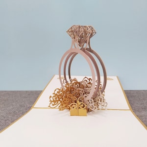 Diamant Ring, 3D Pop-Up Hochzeitskarte, 3D Grußkarte, Pop-Out Karte, Geschenk Karte, Papier Handwerk, Papierwaren, Party Zubehör