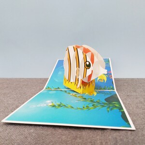 Poisson plat, Carte pop-up 3D, Carte de voeux 3D, Carte pop-out, Créations en papier, Fournitures en papier, Articles de fête, Carte poisson tropical 3D