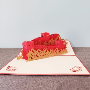 La Grande Muraglia, biglietto pop-up 3D, biglietto di auguri 3D, biglietto pop-out, artigianato di carta, forniture di carta, articoli per feste, Cina
