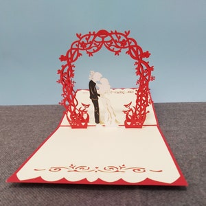 Braut und Bräutigam, 3D-Pop-Up-Hochzeitskarte, 3D-Grußkarte, Pop-Out-Karte, Geschenkkarte, Papierhandwerk, Papierzubehör, Partyzubehör