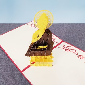 Bouddha, Carte pop-up 3D, Carte de voeux 3D, Carte pop-out, Créations en papier, Fournitures en papier, Bouddhisme, Cadeau bouddhiste, Sakyamuni